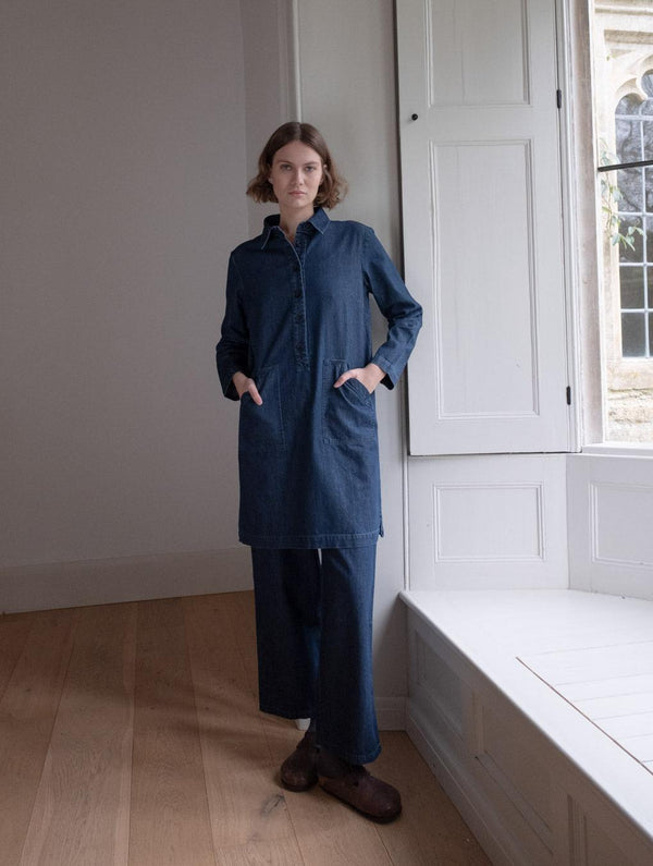 Tara Women's Cotton Shirt Dress | Denim