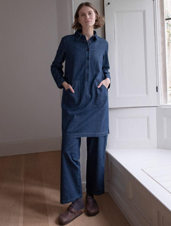 Tara Women's Cotton Shirt Dress | Denim