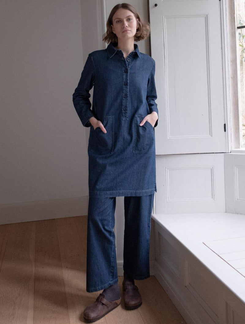 Tara Women's Cotton Shirt Dress | Denim