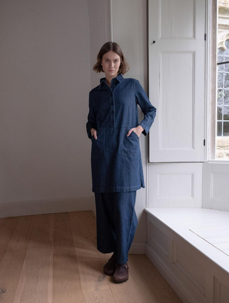 Tara Women's Cotton Shirt Dress | Denim