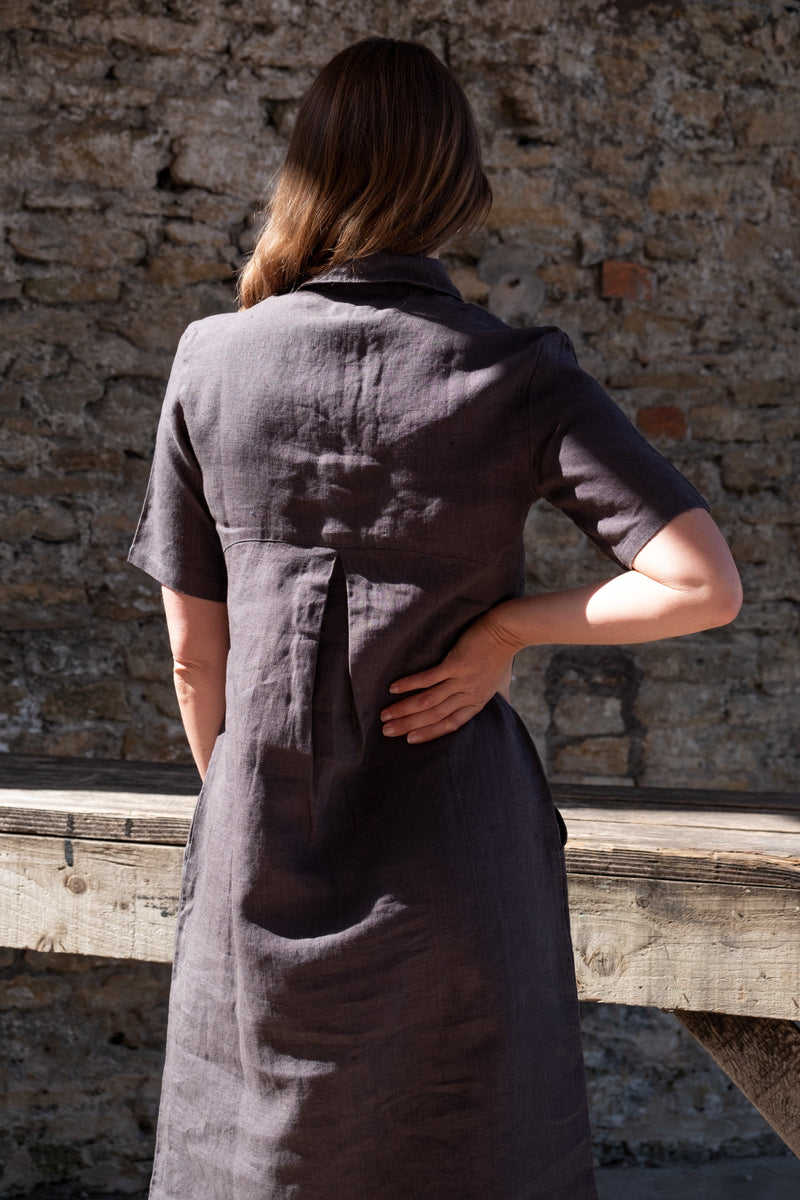 Alexa Women's Linen Shirt Dress | Grey Linen Immaculate Vegan Alexa Women's Linen Shirt Dress | Grey Linen Immaculate Vegan