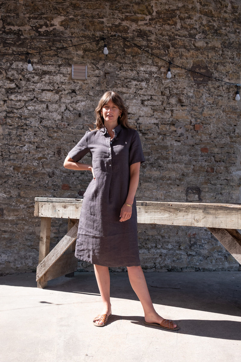 Alexa Women's Linen Shirt Dress | Grey Linen Immaculate Vegan Alexa Women's Linen Shirt Dress | Grey Linen Immaculate Vegan