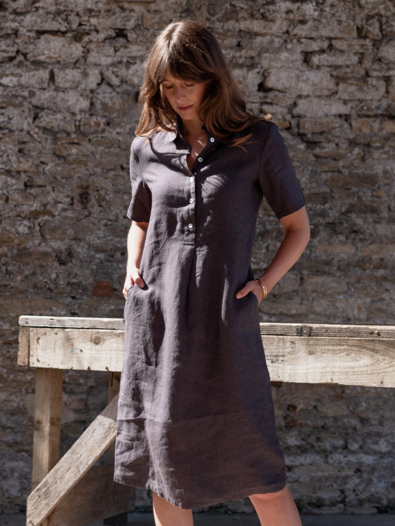 Alexa Women's Linen Shirt Dress | Grey Linen Immaculate Vegan Alexa Women's Linen Shirt Dress | Grey Linen Immaculate Vegan