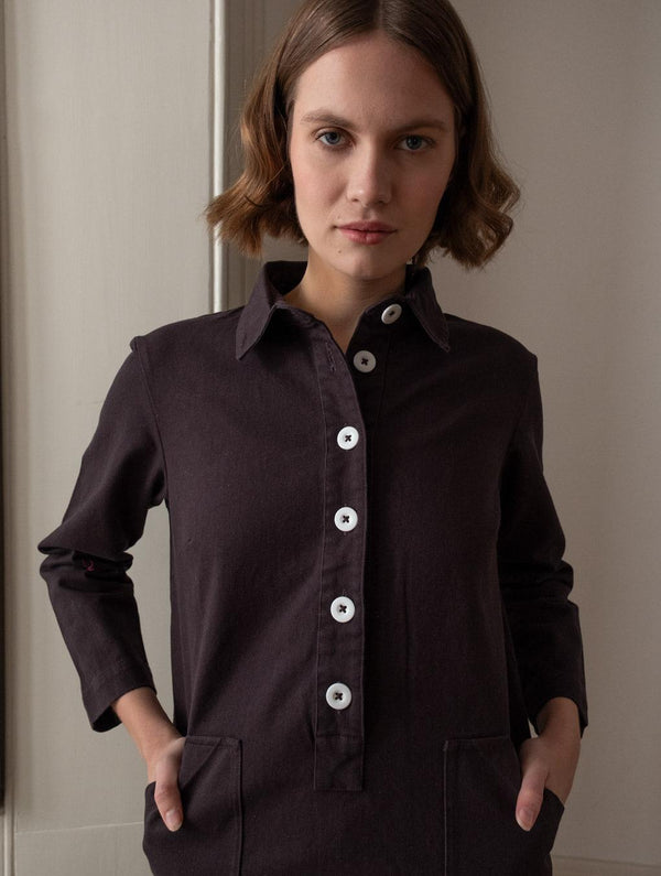 Tara Women's Cotton Shirt Dress | Dove Grey