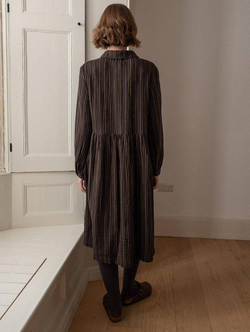 Bea Women's Cotton Shirt Dress | Black Striped