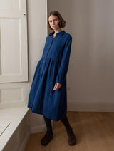 Immaculate Vegan - Bea Women's Cotton Shirt Dress| Petrol Blue & Black Gingham