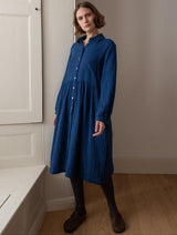 Immaculate Vegan - Bea Women's Cotton Shirt Dress| Petrol Blue & Black Gingham