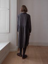 Immaculate Vegan - Bea Women's Cotton Shirt Dress | Black & Grey Pinstripe
