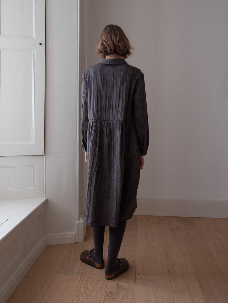 Bea Women's Cotton Shirt Dress | Black & Grey Pinstripe