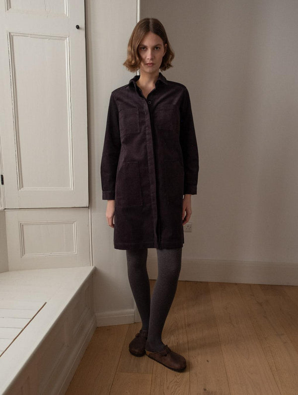 Ocean Women's Cotton Corduroy Shirt Dress | Dove Grey