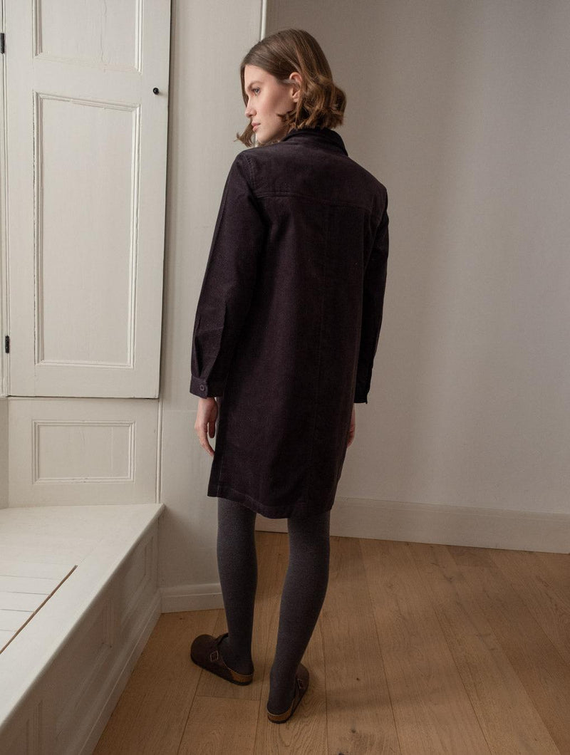 Ocean Women's Cotton Corduroy Shirt Dress | Dove Grey