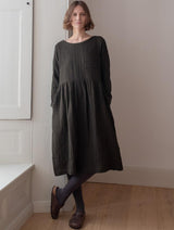 Immaculate Vegan - Orla Women's Cotton Day Dress | Olive Green & Black Gingham
