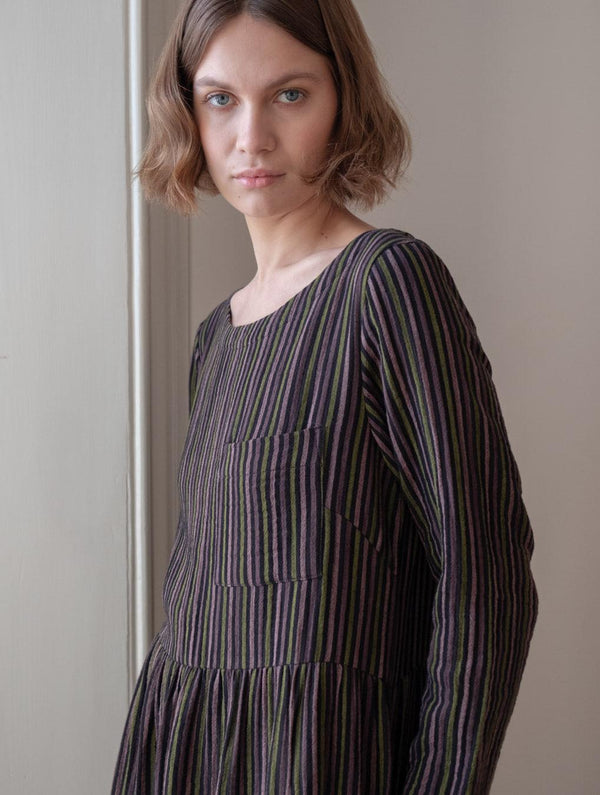 Orla Women's Cotton Day Dress | Black Striped
