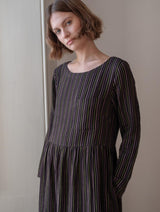 Immaculate Vegan - Orla Women's Cotton Day Dress | Black Striped