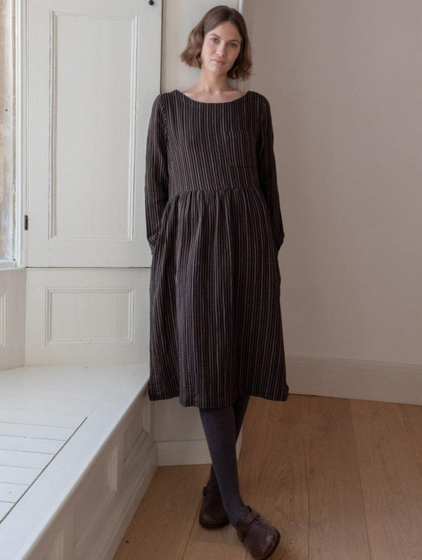 Orla Women's Cotton Day Dress | Black Striped