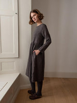 Immaculate Vegan - Orla Women's Cotton Day Dress | Black & Grey Pinstripe