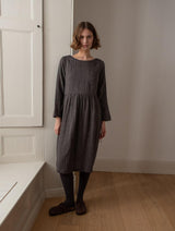 Immaculate Vegan - Orla Women's Cotton Day Dress | Black & Grey Pinstripe