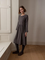 Immaculate Vegan - Orla Women's Cotton Day Dress | Black & Grey Pinstripe