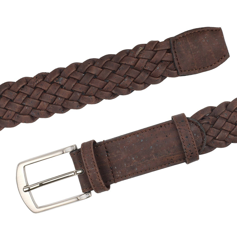 Watson & Wolfe Woven Cork Belt in Brown