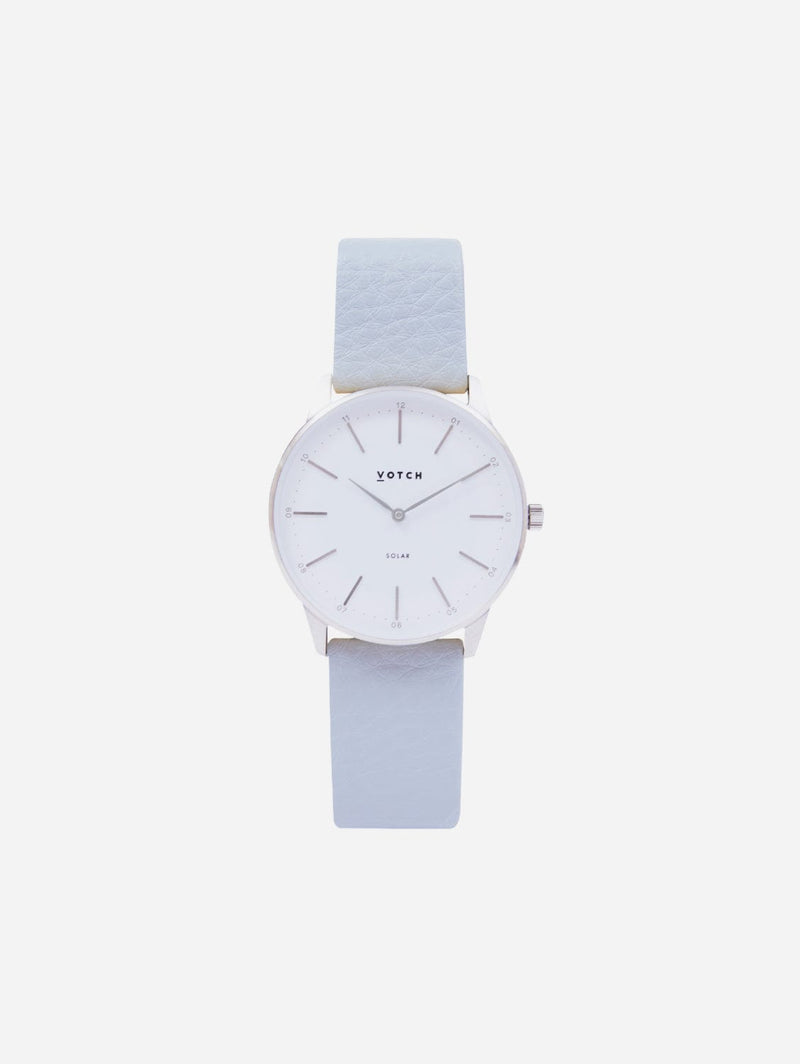 Votch Solar Classic Appleskin Vegan Leather Watch | Silver & Dove Grey Watch