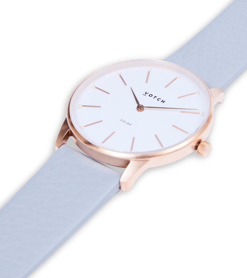 Votch Rose Gold & Dove Grey Watch | Solar Classic