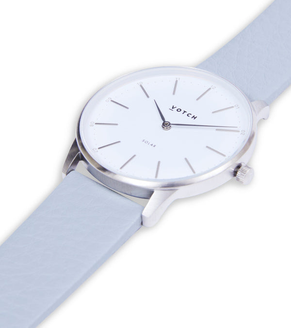 Votch Silver & Dove Grey Watch | Solar Classic