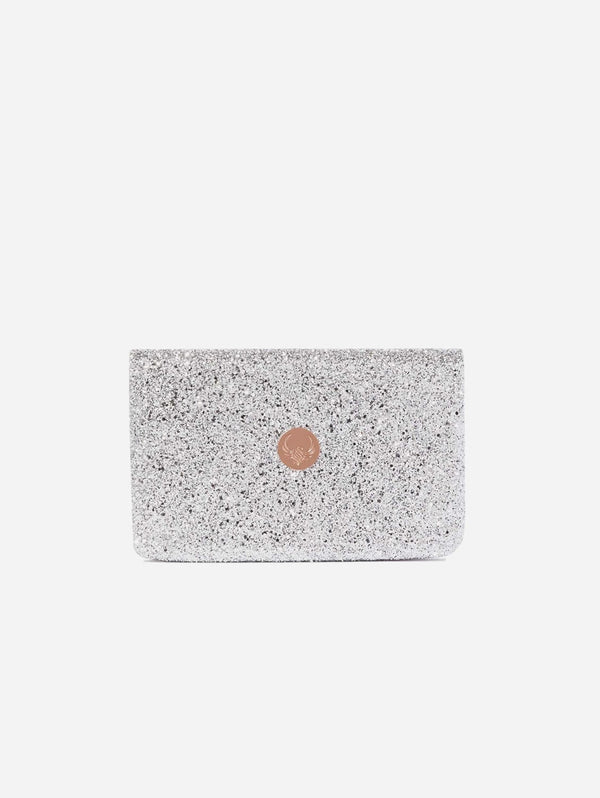 Willa Phoenix The Las Vegas Vegan Leather Glittered Clutch | Platinum