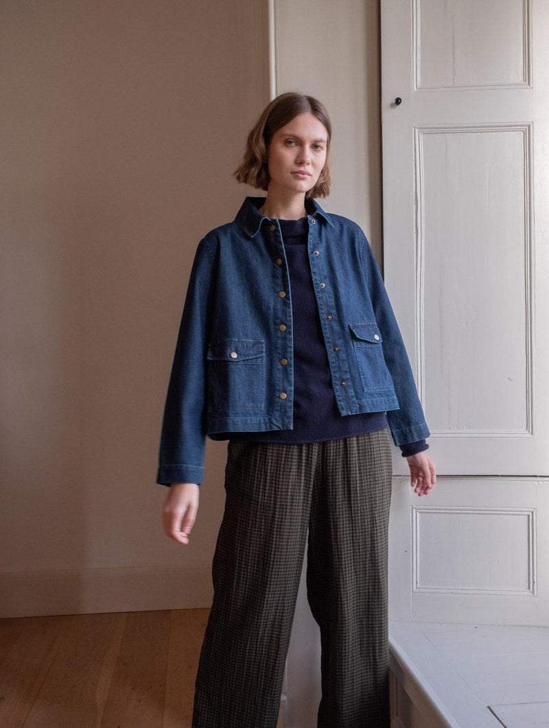 Orla Women's Casual Cotton Trousers | Olive Green & Black Gingham