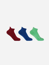 Immaculate Vegan - Peper Harow Organic Sport Women's Trainer Socks Bundle - Burgundy, Blue & Green