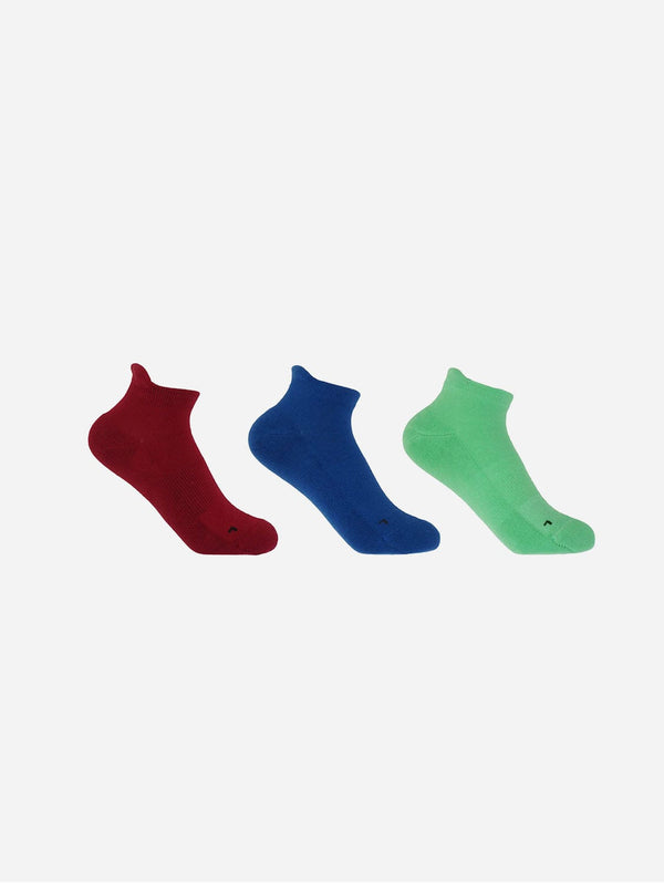 Peper Harow Organic Sport Women's Trainer Socks Bundle - Burgundy, Blue & Green