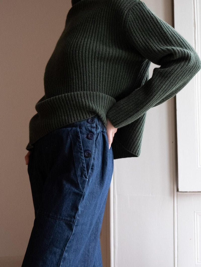 BIBICO Anna Women's Wide Leg Cotton Trousers | Denim