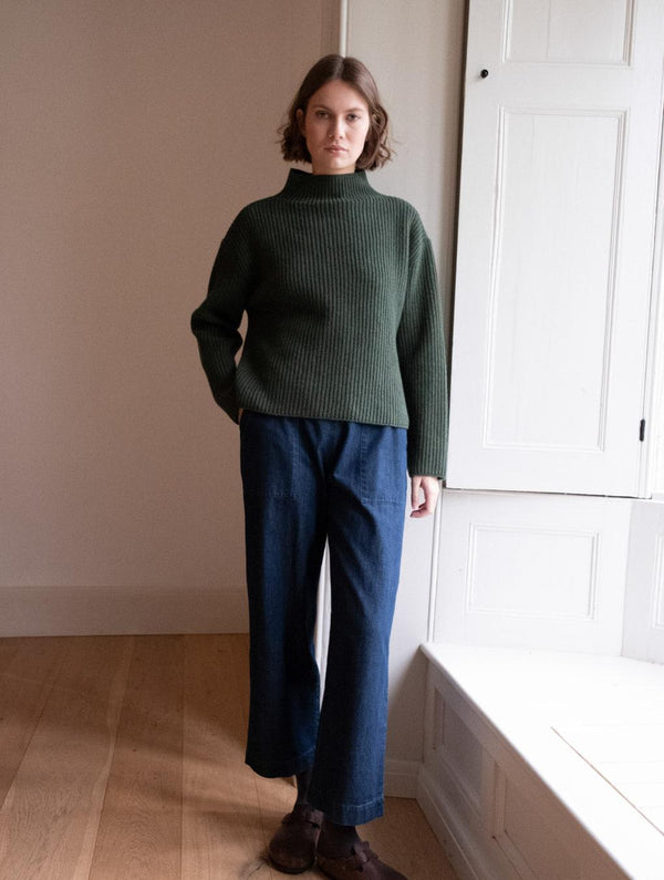 Anna Women's Wide Leg Cotton Trousers | Denim