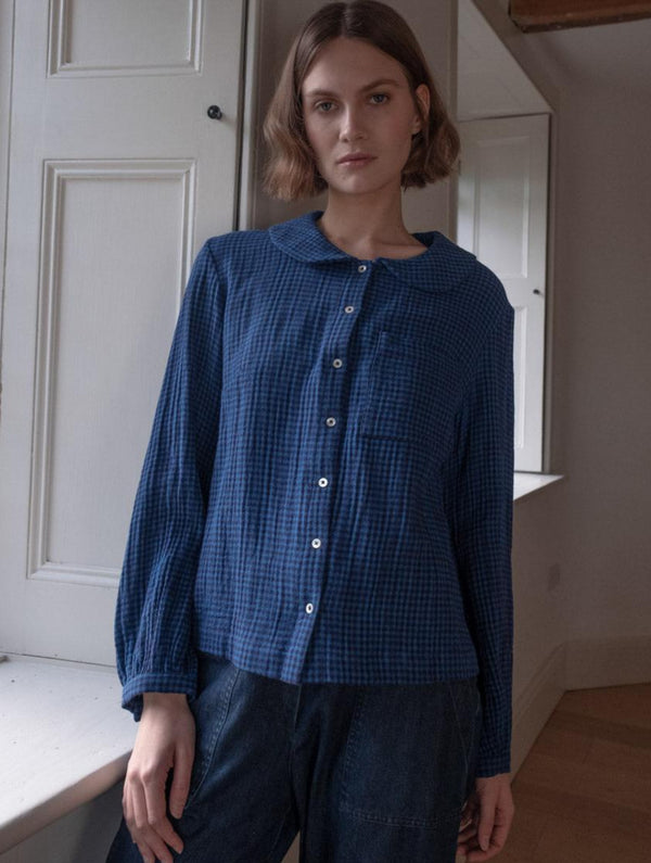 Jolene Women's Cotton Casual Shirt | Petrol Blue & Black Gingham