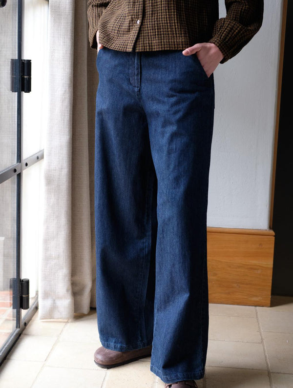 Harper Women's Cotton Wide Leg Trousers | Denim