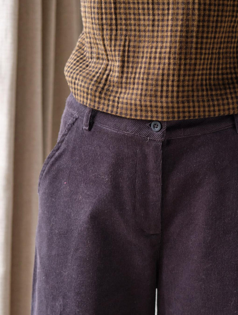 Harper Women's Cotton Corduroy Wide Leg Trousers | Dove Grey