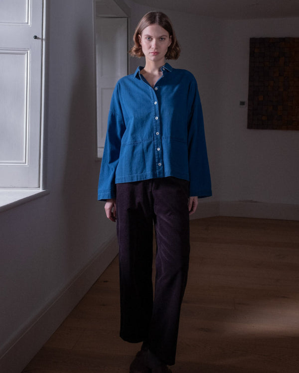 Anya Women's Relaxed Cotton Blouse | Denim
