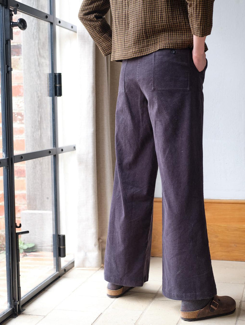 Harper Women's Cotton Corduroy Wide Leg Trousers | Dove Grey