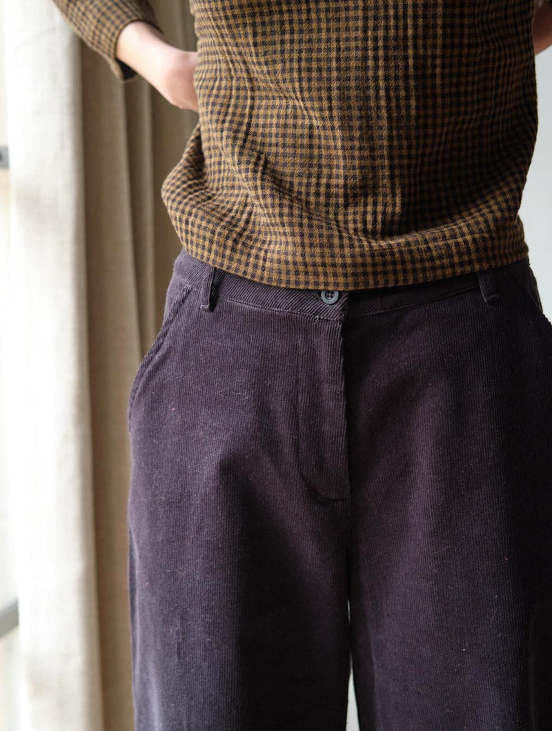 Harper Women's Cotton Corduroy Wide Leg Trousers | Dove Grey