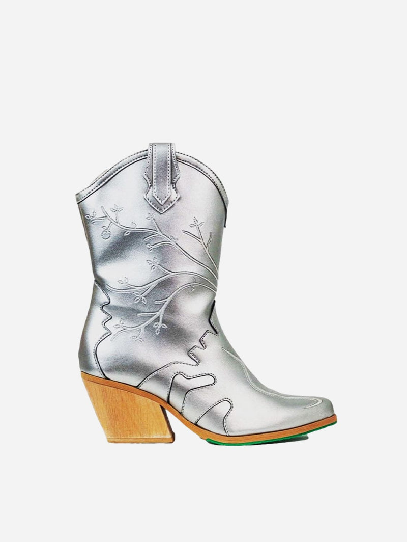 A Perfect Jane Sofie Vegan Apple Leather Western Boots | Silver Silver / UK4 / EU37 / US6
