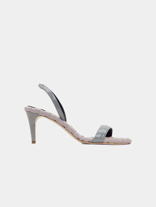 AERA Claudia Vegan Patent Leather High-Heeled Slingback Sandals | Grey UK2.5 / EU35 / US5