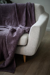 Immaculate Vegan - AmourLinen Linen waffle bed throw in Dusty Lavender 53x81"/135x205cm / Dusty Lavender