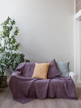 Immaculate Vegan - AmourLinen Linen waffle bed throw in Dusty Lavender 53x81"/135x205cm / Dusty Lavender