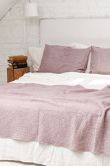 Immaculate Vegan - AmourLinen Linen waffle bed throw in Dusty Rose 53x81"/135x205cm / Dusty Rose