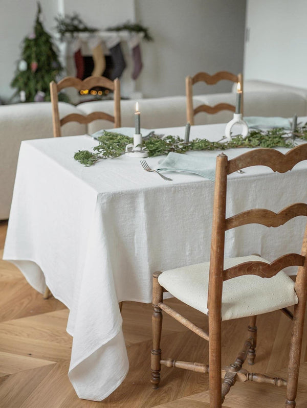 AmourLinen Linen tablecloth in White 59x79" / 150x200 cm / White