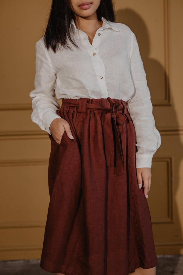 AmourLinen Bergen mid-length linen skirt