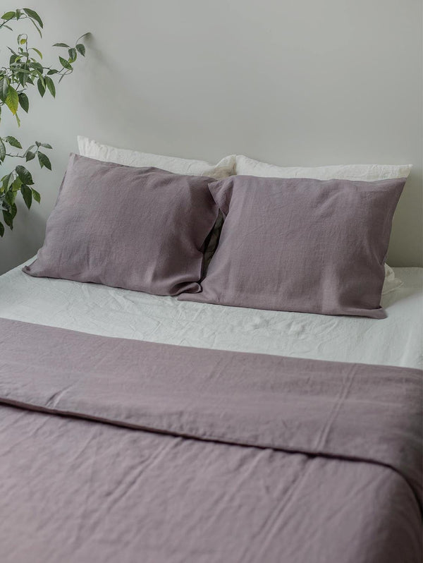 AmourLinen Linen pillowcase in Dusty Lavender Big Deco / Dusty Lavender