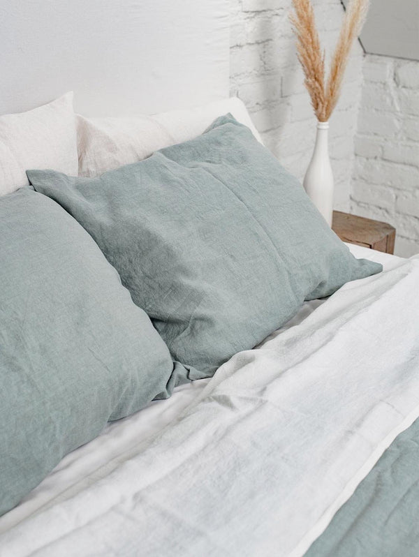 AmourLinen Linen pillowcase in Sage Green Boudoir/Breakfast / Sage Green