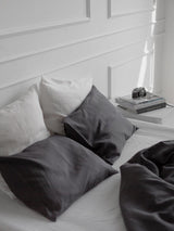 Immaculate Vegan - AmourLinen Linen pillowcase in Charcoal Deco / Charcoal