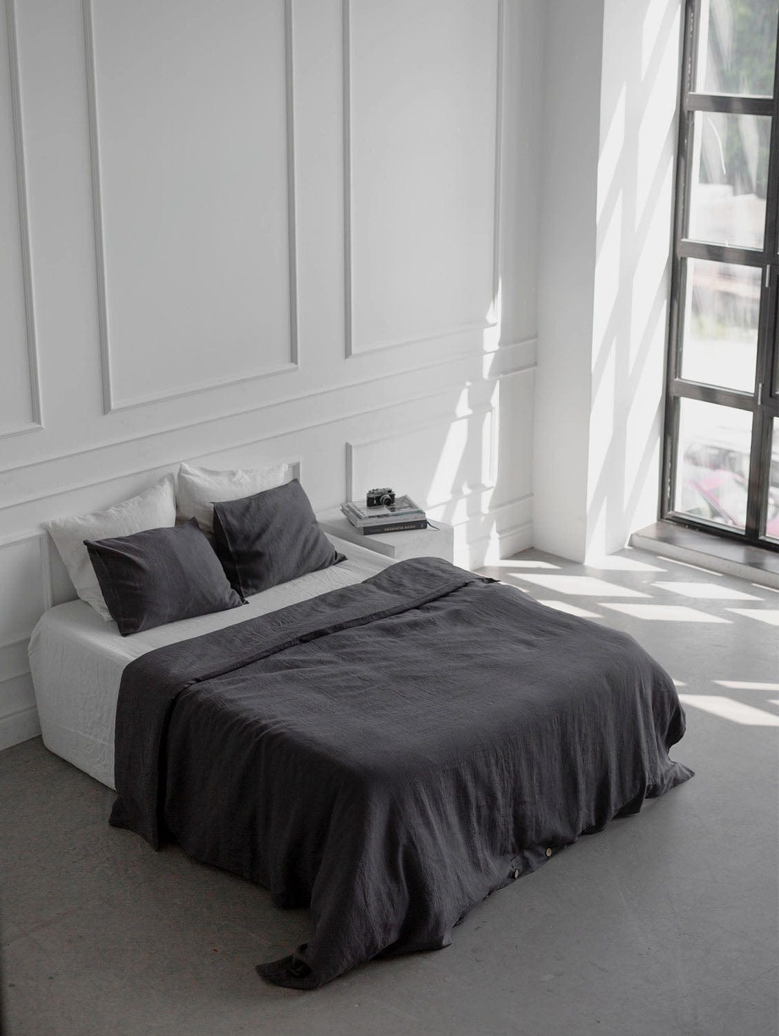 AmourLinen Linen bedding set in Charcoal EUKing/IKEA+Standart / Charcoal