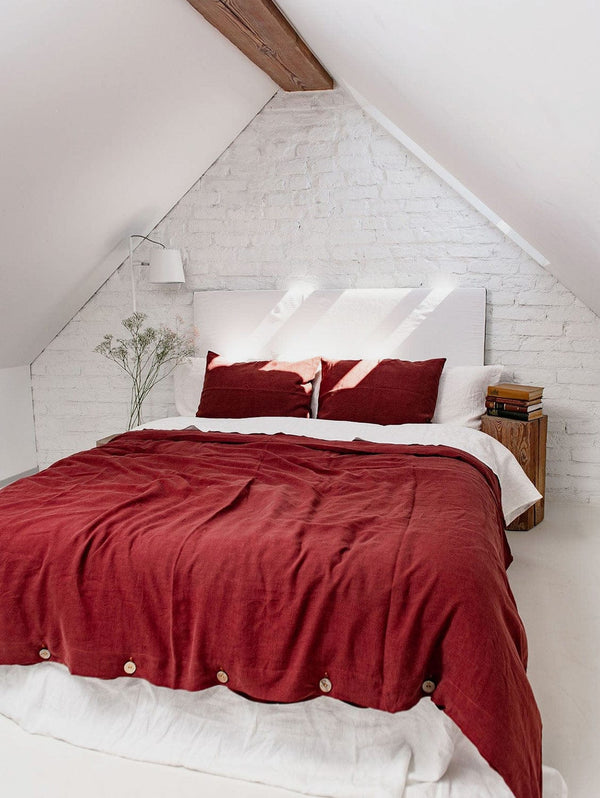 AmourLinen Linen bedding set in Terracotta EUKing/IKEA+Standart / Terracotta